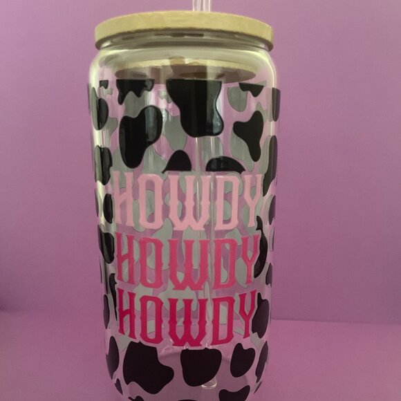 "Howdy Howdy Howdy" Glass Tumblr Cup - Picture 1 of 2